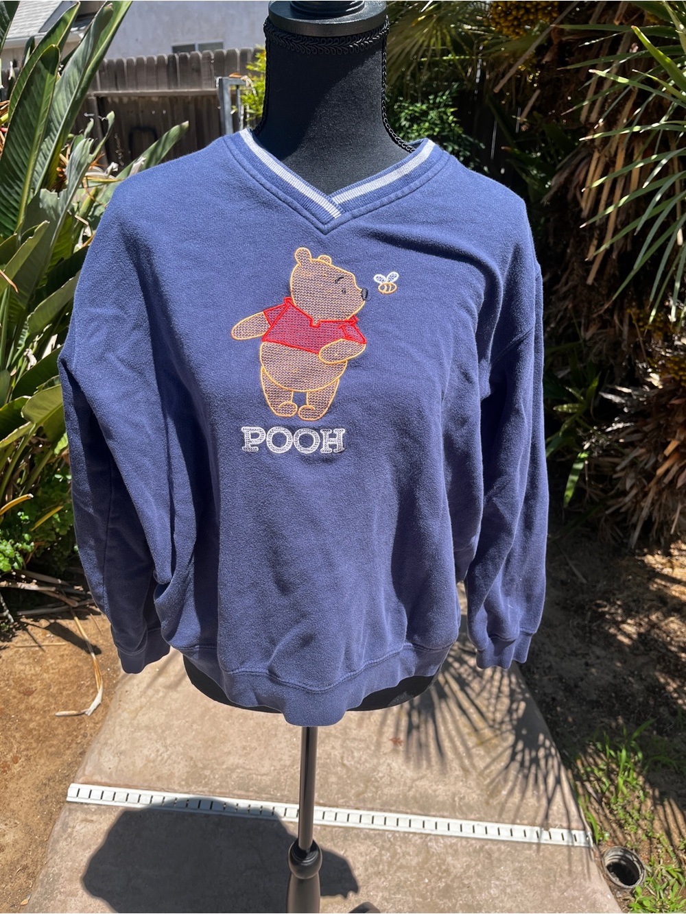 Disney Navy Pooh Embroidered VβNeck Sweater